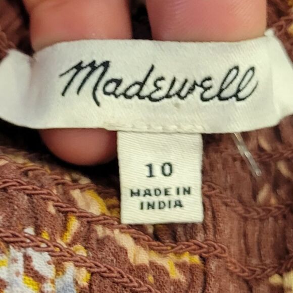 Madewell Lucie Smocked Square Neck Cotton Floral Cottage Top 10 - Picture 12 of 15